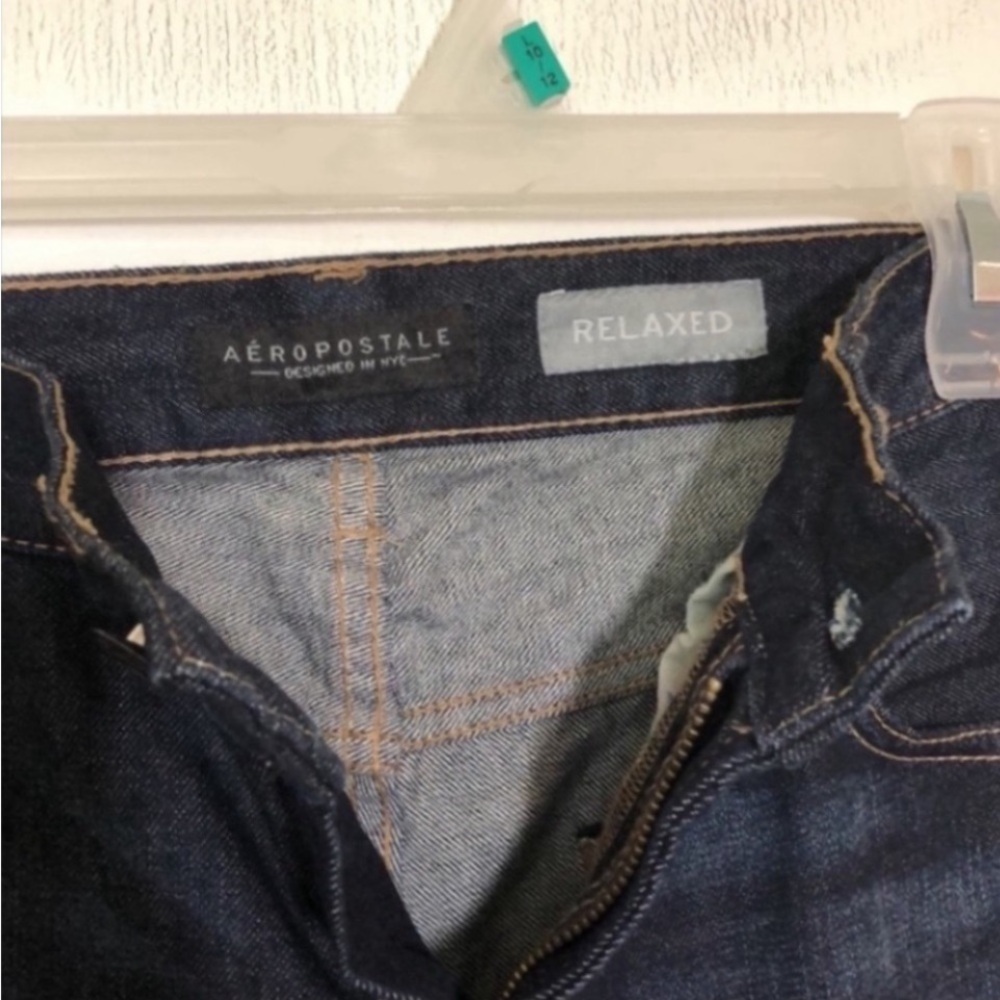 New Aeropostale Blue Jeans Relaxed Fit Cotton Dark Wash Denim Pants Dress School - Picture 2 of 14